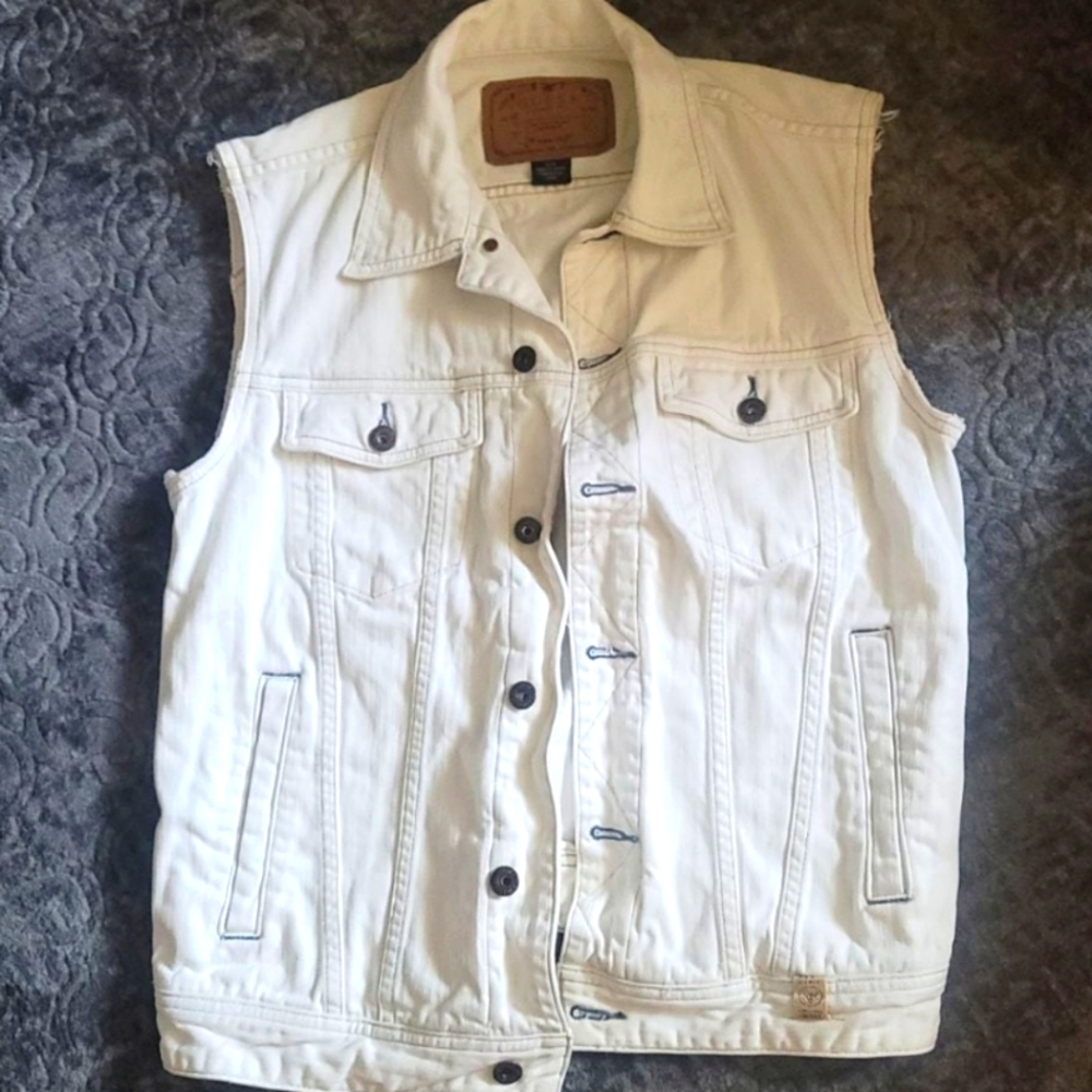 Guess white Denim Vest size medium